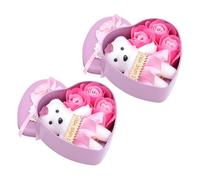SOPOTUTU 2piezas Flor De Jabón Forma De Corazón Caja De Hojalata Obsequio Creativo De San Valentín Para Decoración De Cumpleaños Caja De Obsequio De Flores Artificiales Para Mamá y