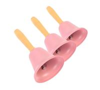 SOPOTUTU 3 Piezas Campana de Mano Rosa con Mango de Timbre de Servicio Portátil para Clase Restaurantes Sonido y Fuerte para Atención y Gestión