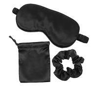 SOPOTUTU 3 piezas Máscara de de Seda con Diadema y Bolsa de Almacenamiento Cubreojos para Viaje Relax y