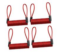SOPOTUTU 4 Piezas Cable Recordatorio para Candado Disco de Seguridad de Transparentes Rojos de Resistente y Elástico para Motos Bicicletas y Scooters Antirrobo Práctico y