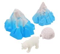 SOPOTUTU 4piezas Mini Juego De Igloo y Animales Árticos Set De Casitas De Nieve y Figuras De Decoración Realista para Niño Niña y Dioramas