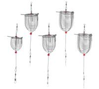 SOPOTUTU 5 Piezas Jaula de Inoxidable Trampas Pesca Pequeñas con Tapa de Resorte para Cebos Resistente y Portátil para Aficionados la Pesca