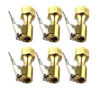 SOPOTUTU 6 Piezas Adaptadores de Latón para Inflador de Ruedas Mandril de Aire de Cobre con Clip de Bloqueo Boquilla Recta de Alta Resistencia 1/4" NPT para Aventuras al Aire Libre