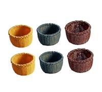 SOPOTUTU 6 Piezas Mini Juguetes de Canasta pequeño decoración Canasta en Miniatura para Decorar Mini contenedores Tejido Mini Adornos de casa Cesta en Miniatura para casa de muñecas Resina
