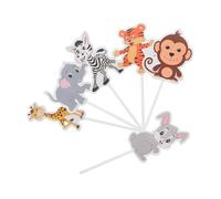 SOPOTUTU 8 Piezas Toppers de Pastel de Animales de Selva Decoraciones para Cumpleaños y Bodas Adornos de Fiesta Decoraciones para Muffins para Celebraciones Infantiles
