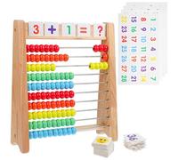 SOPOTUTU Ábaco Matemático de Madera para Pequeños, Juguete Educativo con 110 Tarjetas Numéricas, Cuentas Coloridas y Juego Manipulativo para Desarrollo de Habilidades Matemáticas