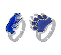 SOPOTUTU Anillos Termocrómicos Ajustables de Oso Polar y Pata para Niños y Mujeres, Tamaño Pequeño, Cambio de Color por Temperatura, Joyería Creativa para Disfraz y Uso Diario, Pack de 2