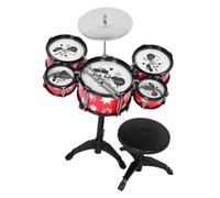 SOPOTUTU Batería Infantil para Niño Niña Pequeños Batería Musical con Tambores Abs y Marco Negro Incluye Taburete y Baquetas Instrumento Educativo para Desarrollo Musical y Creatividad Casa