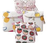 SOPOTUTU Bolsa para Compresas Higiénicas de Algodón 4 Piezas Diseño Compacto y Estampado Conejo Rosa Fresa Helado Amarillo Piña Adecuado para Guardar Toallas