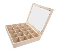 SOPOTUTU Caja Expositora de Madera para Minerales con Compartimentos Organizador Compacto para Exhibir Rocas Cristales y Gemas Protección contra Polvo y Arañazos Estuche Portátil para