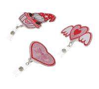 SOPOTUTU Carretes de Credencial Retráctiles y Giratorios 3 Piezas Diseño de Corazón Clips Reutilizables para Porta Credenciales Decoración de Insignias para Oficina Hospitales y