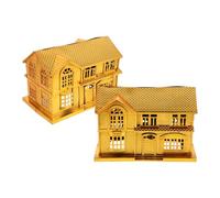 SOPOTUTU Casa de Sacrificios de Plástico Dorado 2 Piezas para Ofrendas Tradicionales Chinas, Suministros para Culto Antepasados y Día de Limpieza de Tumbas, Villa Conmemorativa de