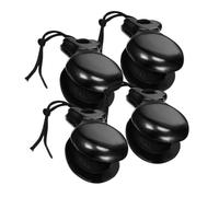SOPOTUTU Castañuelas de Madera Negras 4 Piezas (2 Pares) Instrumento Musical de Percusión para Flamenco y Educación Musical, Pequeños Instrumentos de Dedo Portátiles y Ligeros
