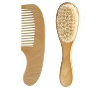 SOPOTUTU Cuidado Cabello Cepillo y Peine Madera Natural Cerdas Lana Masaje Cabelludo Recién Nacido Portátil Ligero Para Uso Diario y Viaje
