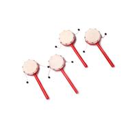 SOPOTUTU De Sonajero De 7 Cm Mango De Madera Rojo Para Ñiño, Juguete Tradicional Chino De Instrumentos Musicales Para Estimular Audición y Coordinación, Pack De 2 Piezas