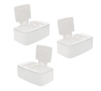 SOPOTUTU Dispensador de Toallitas Húmedas Botón para Ñiño, Caja de Almacenamiento de 3 Piezas, Tapa Sellada, Plástico Blanco, para Uso Doméstico y Baño