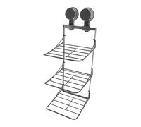 SOPOTUTU Estante De Baño Multifuncional Diseño Elegante y Plegable Estantería De Succión para Ducha y Cocina Organizador De Metal De Oscuro Instalación Sin Taladros