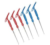 SOPOTUTU Herramientas Extractoras de Anzuelos de Pesca 6 Piezas Acero Inoxidable Rojo y Azul, Portátil y Ergonómico para Extracción Rápida en Pesca Mosca al Aire Libre