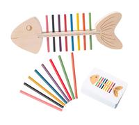 SOPOTUTU Juego de Clasificación de Colores y Formas Diseño Espina de Pescado para Niños Pequeños, Motricidad Fina, Madera Natural, 55 Tarjetas Dobles y 16 Palitos para Desarrollo Sensorial