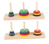 SOPOTUTU Juego Torre de Hanoi de Madera Colorida 2 Piezas, Rompecabezas Lógico para Adultos y Niños, Mejora la Creatividad en Casa Fiestas