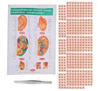 SOPOTUTU Kit de Parches Auriculares de Acupresión con Pinzas y Guía de Puntos Auriculares Unidades Hipoalergénicas para Masaje y Cuidado del Oído Adecuado para Piel Sensible y Uso