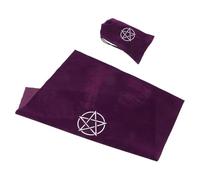 SOPOTUTU Mantel de Tela para Cartas del Tarot 60x60 Cm con Pentagrama Morado, Bolsa Pequeña de Terciopelo 11,5x18 Cm con Cordón, Juego de Altar para Lectura y Almacenamiento de Tarot