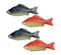 SOPOTUTU Modelo de Pez Carpa Artificial 4 Piezas (2 Rojo 2 Negro) de PVC, Decoración Realista para Acuario, Juguete Adorno del Hogar, Figura Decorativa para Oficina y Restaurante