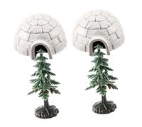 SOPOTUTU Modelo Decorativo Mini Casa De Hielo y Árboles De Navidad Pequeños, Material Plástico, Diseño Compacto, para Decoración Navideña De Mesa, Juego De 4 Piezas