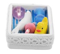 SOPOTUTU Organizador De Juguetes De Baño Miniatura Casa De Muñecas Accesorios Realistas para Baños De Muñecas Caja De Almacenamiento Decorativa con Encaje Blanco para Jugar y Aprender
