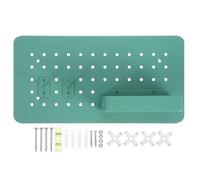 SOPOTUTU Organizador de Pared Tablero Perforado Metálico Verde Menta con Doble Gancho Estante Pequeño 4 CM para Almacenamiento y Orden en Escritorio Accesorios para Herramientas y