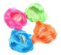 SOPOTUTU Pelucas de Fiesta Bob Cortas 4 Piezas Colores Verde, Azul, Naranja y Rosa, Pelucas de Cosplay Divertidas para Mascaradas y Carnavales, Cabello Falso de Moda para Disfraces