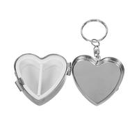 SOPOTUTU Portable Heart-Shaped Stainless Steel Pill Organizer with Rhinestones Compact Medicine Storage Box For Pocket Purse Travel and Daily Use