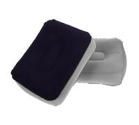 SOPOTUTU Reposapiés Portátil Inflable de Viaje 2 Unidades PVC Flocado Azul Oscuro y Gris Claro Cojín Relajante Ergonómico para Oficina Avión y Coche Almohadilla Descanso Cómoda y Ligera