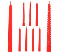 SOPOTUTU Set de 9 Velas Falsas en Miniatura para Decoración de Casas de Muñecas Modelo de Cera Plástico Rojo Accesorio Pequeño para Escenas y Juegos Infantiles
