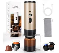 SOPPY Cafetera portátil con soporte para goteo de café, cafetera espresso para camping, mini cafetera, máquina de cápsulas, autocalentamiento compatible con café molido y cápsulas de café, champán