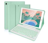 SOPPY Funda con teclado Bluetooth para iPad de 7ª/8ª/9ª generación de 10.2 pulgadas, Air 3 y Pro de 10.5 pulgadas, teclado inalámbrico desmontable con ranura para lápiz, cubierta protectora delgada,