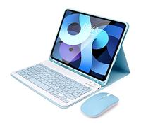 SOPPY Funda de teclado con teclado de mouse para iPad Air 6th (M2) de 11 pulgadas 2024, iPad Air 5ª 2022, iPad Air 4ª 2020, iPad Pro de 11 pulgadas (2018-2022), funda de teclado desmontable, ranura