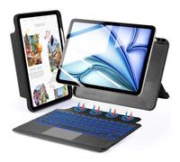 SOPPY Funda de teclado desmontable con trackpad para iPad Air de 11 pulgadas M3 2025/M2 2024, Air 7/6/5/4 Gen, iPad Pro de 11 pulgadas 4/3/2/1, retroiluminación de 7 colores, uso vertical