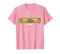 Sopranos Satriale's Meat Market Banner Logo Graphic Apparel Camiseta, Hombre, Rosado, M