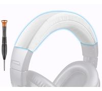 SOPROM Recambio de Almohadillas Funda de Diadema de Cuero sintético para Audio Technica ATH M50, M50X, M50XWH, M50XBT, M50XBT2, M50S/LE Auriculares, Montaje sin Costuras-Blanco