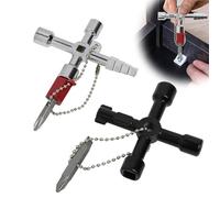 SopwMap 2 Piezas Llave Maestra Multifuncional, Llave Maestra para abrir Puertas - Herramienta Universal para Contadores de Agua, Gas, Electricidad y Puertas Correderas (Negro, Plata)