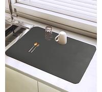 SOQKEEN Alfombrilla Escurreplatos, 40 x 30 cm Súper Absorbente Alfombra Escurreplatos, Alfombrilla Absorbente Antideslizante para Mostrador de Cocina, Esterilla de Secado para Cafetera, Gris Oscuro