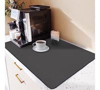 SOQKEEN Alfombrilla Escurreplatos de Cocina 40x50cm, Súper Absorbente, Antideslizante y de Secado Rápido, Ideal para Encimera, Vajilla y Cafetera (Gris Oscuro)