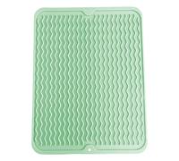 SOQKEEN Alfombrilla Escurreplatos de Silicona 40x50 cm Tamaño Grande, Escurridor Antideslizante y Termorresistente para Fregadero y Encimera Cocina, Plegable y de Fácil Limpieza, Verde Claro