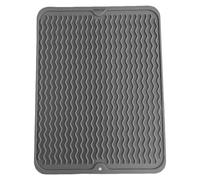 SOQKEEN Alfombrilla Escurreplatos de Silicona 40x50cm Gris, Grande, Resistente al Calor, Plegable y Antideslizante, Tapete de Secado Rápido para Cocina, Bar y Vajilla