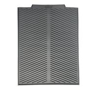SOQKEEN Alfombrilla Escurreplatos de Silicona 43x33cm - Con Drenaje Acanalado y Orificio, Antideslizante, Plegable y Termorresistente | Ideal para Secar Platos, Vasos, Ollas | Fácil Limpieza - Gris