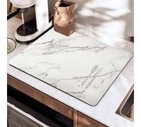 SOQKEEN Alfombrilla Escurreplatos Grande 60 x 40 cm Mármol Blanco | Para Escurridores Grandes, Vajilla y Ollas, Amplia Cobertura, Alta Absorción, Protege la Encimera, Antideslizante