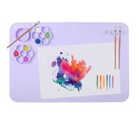 SOQKEEN Tapete de Silicona con Paleta y Soporte para Pinceles 40x60cm (Morado), Alfombrilla Grande Antiadherente y Plegable para Pintura, Arcilla, Resina, DIY