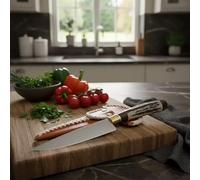 Sor pampa grill Cuchillo de barbacoa gaucho, acero inoxidable, mango combinado (ciervo y bronce) funda de piel.