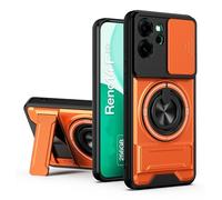 SORAKA Funda para OPPO Reno14 F 5G con Soporte,protección de Lente con Ventana y Cubierta de Doble Capa de PC y TPU Compatible con el Soporte magnético para Coche